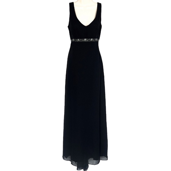 Michaelangelo empire waist sleeveless formal black maxi dress backless flawless - Picture 1 of 12